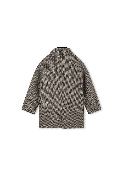 Cappotto In Lana Con Motivo Curb Beige e Nero LANVIN ENFANT | N30161M92