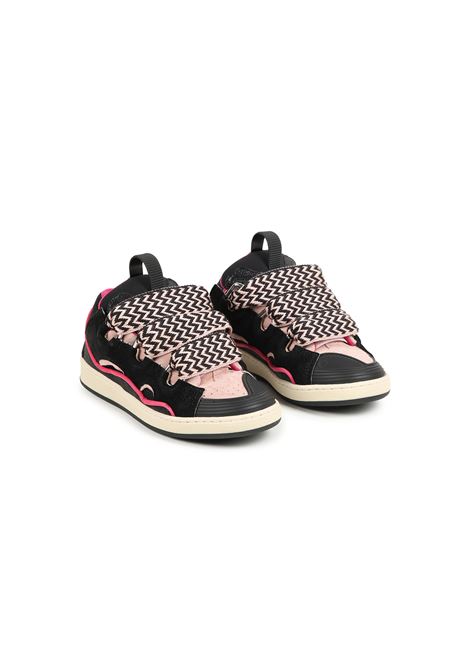 Sneakers Curb In Pelle e Suede Rosa e Nere LANVIN ENFANT | N30171M94