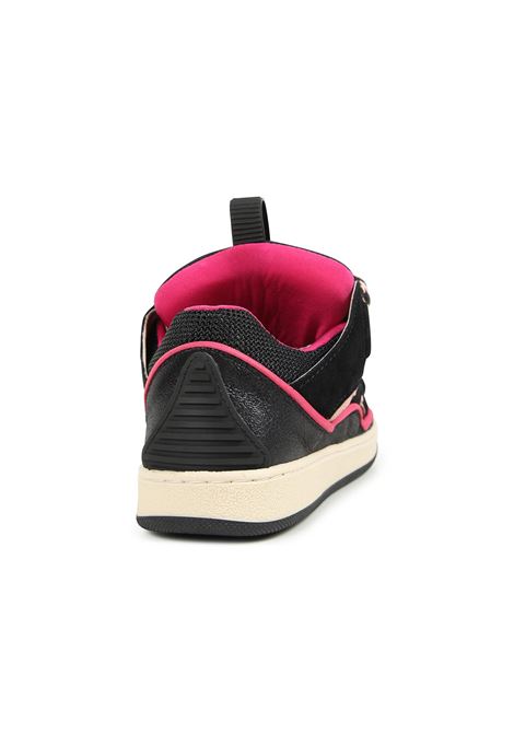 Pink and Black Curb Sneakers In Leather and Suede LANVIN ENFANT | N30171M94