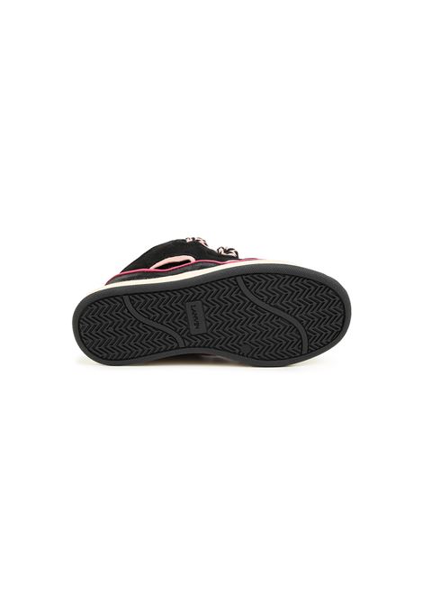 Pink and Black Curb Sneakers In Leather and Suede LANVIN ENFANT | N30171M94