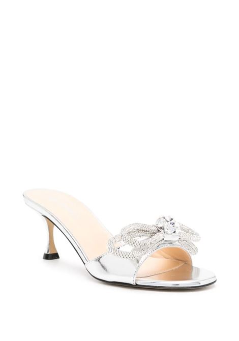 Mules 65 Double Bow In Pelle Metallizzata Argento MACH & MACH | R24-S0442-SPESLV