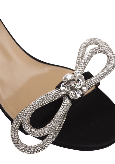 Double Bow 65 mm Sandals In Black Satin With Crystals MACH & MACH | R24-S0446-CRP600