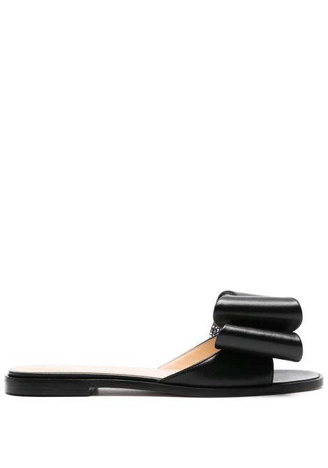 Flat Sandals With Bow In Black Nappa MACH & MACH | R24-S0447-NAPBLK