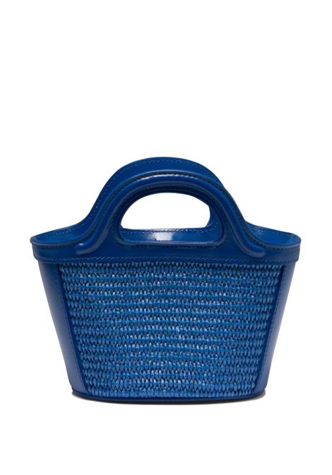 Blue Micro Tropicalia Summer Bag In Leather and Raffia MARNI | BMMP0067Q0-P386000B50