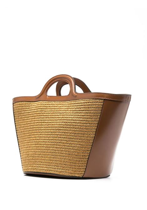 Small Tropicalia Summer Bag In Brown Leather and Natural Raffia MARNI | BMMP0068Q0-P386000M50