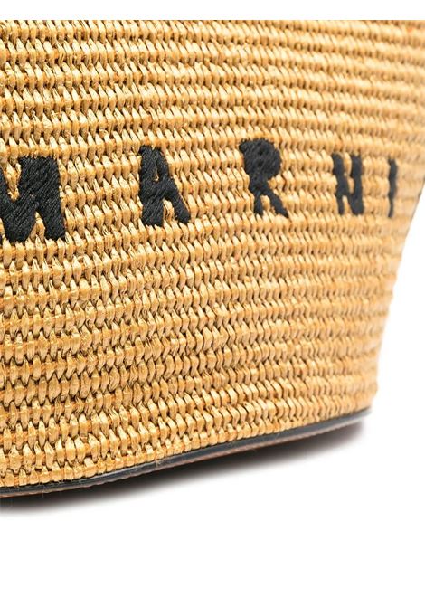 Small Tropicalia Summer Bag In Brown Leather and Natural Raffia MARNI | BMMP0068Q0-P386000M50
