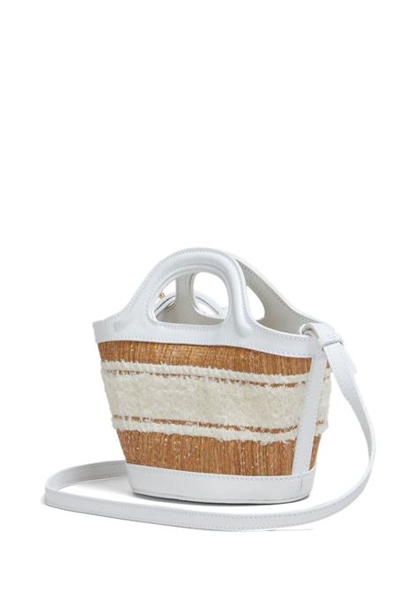 Tropicalia Micro Bag In White Raffia Effect Leather With Logo MARNI | BMMP0096L5-P7945ZO822