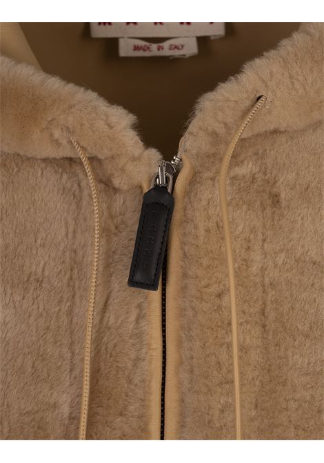 Gilet Con Cappuccio In Shearling Beige MARNI | GLMX0086A1-ULM094ROW60