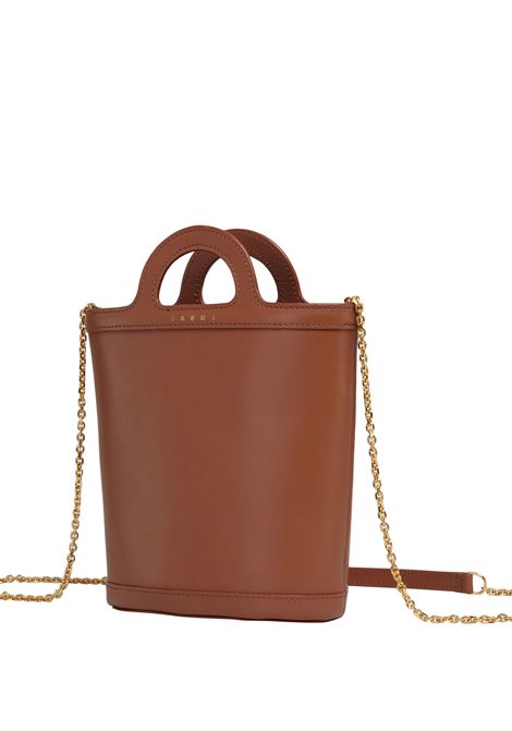 Borsa Tropicalia a Secchiello Nano In Pelle Marrone MARNI | PHMO0039Q1-LV589LV589