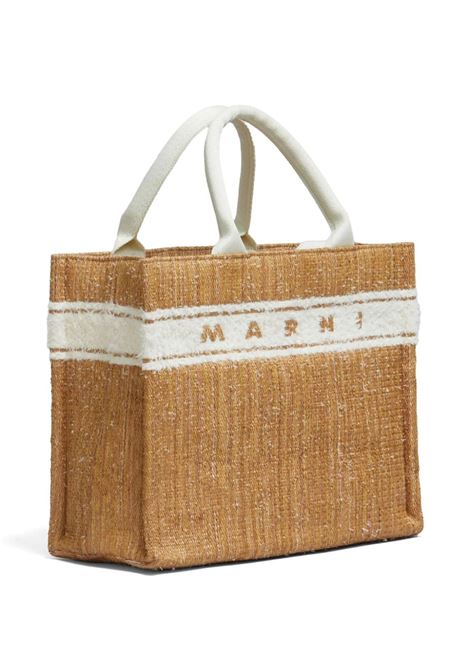 East/West Small Tote Bag in Raffia Effect Fabric with Logo MARNI | SHMP0077L0-P7945ZO822