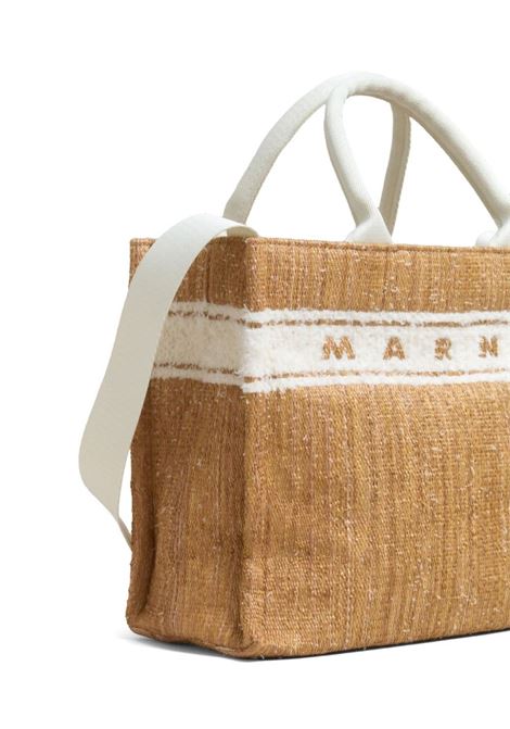 East/West Small Tote Bag in Raffia Effect Fabric with Logo MARNI | SHMP0077L0-P7945ZO822