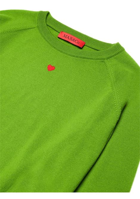 Green Wool Pullover With Heart MAX&CO. KIDS | MX0003-MX004MX503