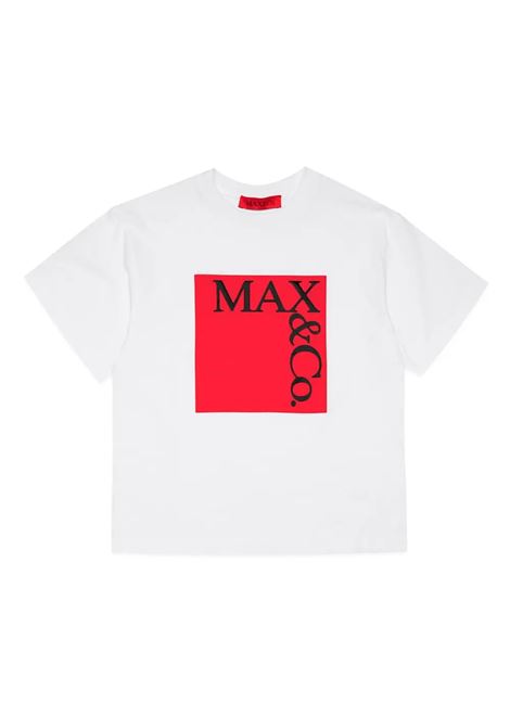 Icona T-Shirt With Logo In White And Red MAX&CO. KIDS | MX0005-MX057MX10C