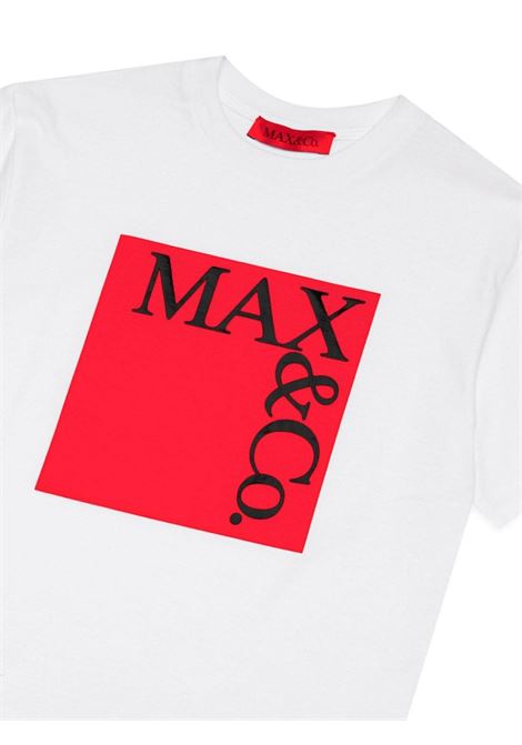 T-Shirt Icona Con Logo In Bianco e Rosso MAX&CO. KIDS | MX0005-MX057MX10C