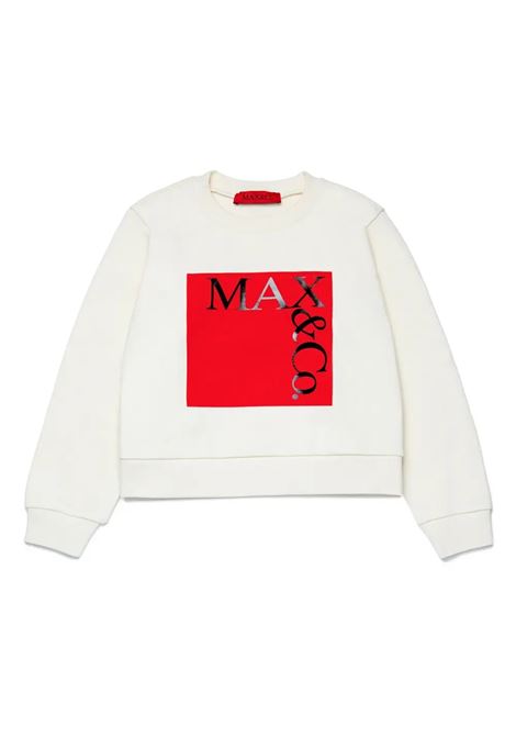 Icona Sweatshirt With Logo In White And Red MAX&CO. KIDS | MX0037-MX056MX10D