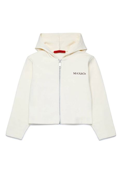 MAX&CO. KIDS Felpa Zip-Up Bianc Con Logo e Cappuccio - MAX&CO. KIDS