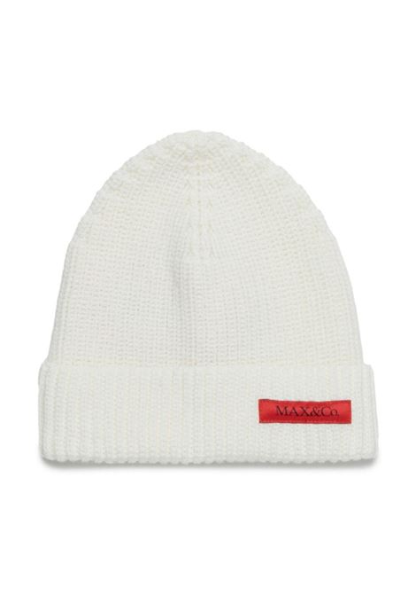 White Beanie With Logo Label MAX&CO. KIDS | MX0096-MX048MX102