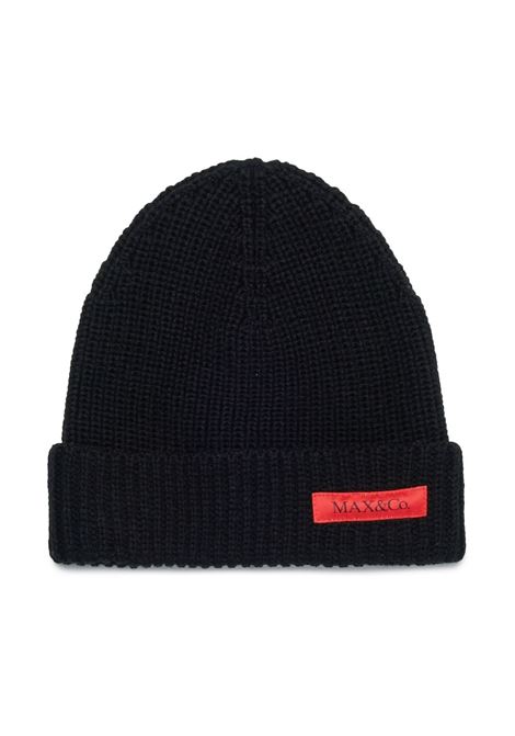 Black Beanie With Logo Label MAX&CO. KIDS | MX0096-MX048MX900