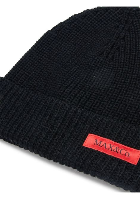 Black Beanie With Logo Label MAX&CO. KIDS | MX0096-MX048MX900