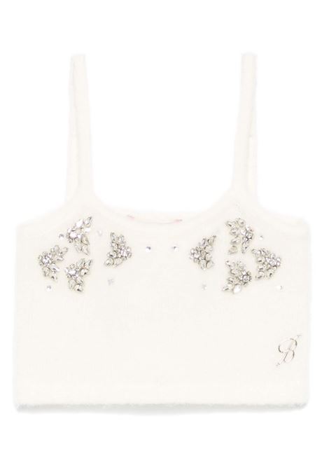 White Crop Top With Jewel Appliqu? MISS BLUMARINE KIDS | IF4005MA39P10602