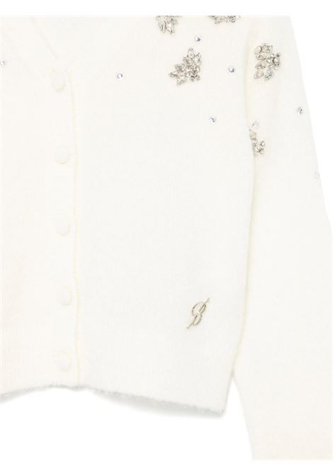 White Cardigan With Jewel Appliqu? MISS BLUMARINE KIDS | IF4006MA39P10602