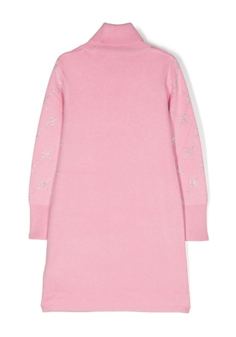 Vestitino Rosa Con Motivo Monogram Di Strass MISS BLUMARINE KIDS | IF4011MA07EX0604