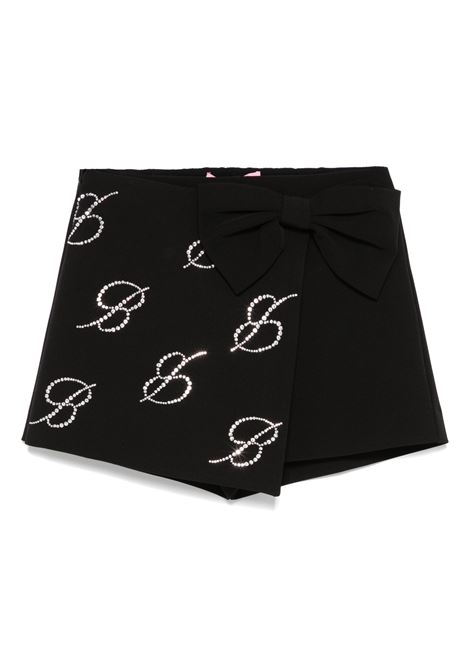 Black Shorts With Bow and Rhinestone Monogram MISS BLUMARINE | IF4018T261422222