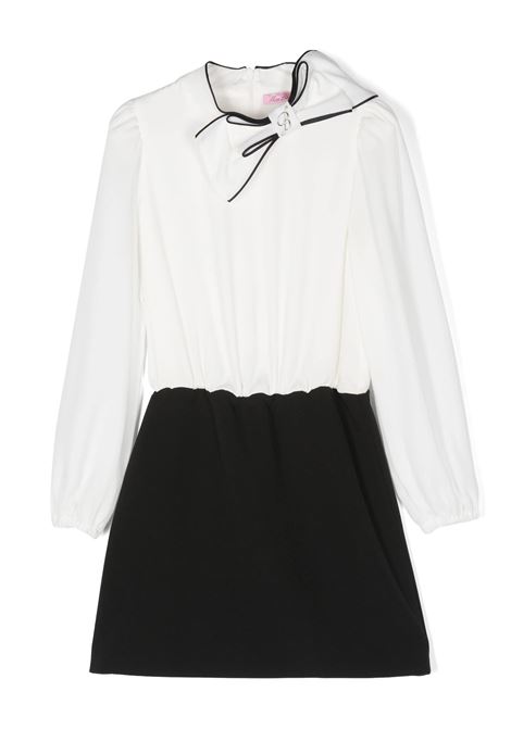 Black and White Dress With Bow MISS BLUMARINE KIDS | IF4036T261409M04