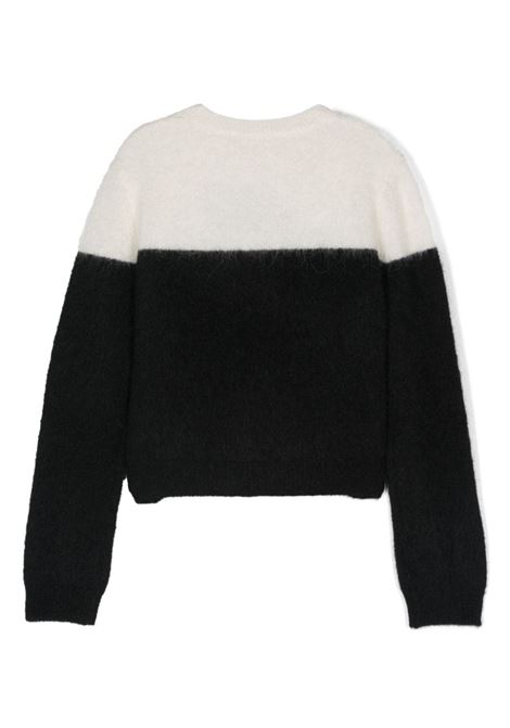 Black and White Sweater With Pearl B Detail MISS BLUMARINE KIDS | IF4038MS02PB2712