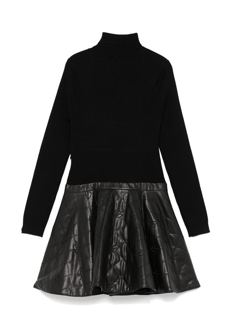 Black Dress With Quilted Faux Leather Skirt MISS BLUMARINE | IF4048E039222222