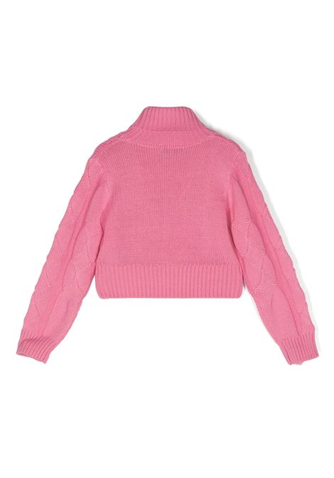 Pink Turtleneck Sweater With Ribbons MISS BLUMARINE KIDS | IF4060MA51IX0604