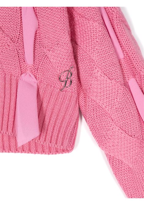 Pink Turtleneck Sweater With Ribbons MISS BLUMARINE KIDS | IF4060MA51IX0604