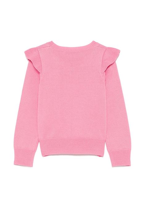 Pink Sweater With Ruffles And Rhinestone Logo MISS BLUMARINE | IF4108MA51IX0604