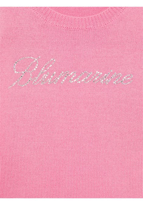 Pink Sweater With Ruffles And Rhinestone Logo MISS BLUMARINE | IF4108MA51IX0604