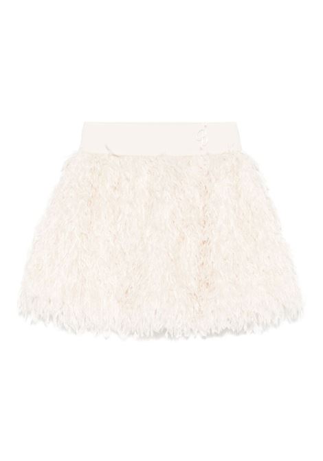 Ivory Short Skirt With Fringes MISS BLUMARINE KIDS | IF4129J476810602