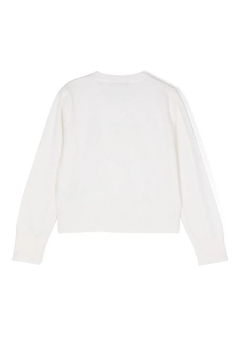 White Sweater With Rhinestone Logo MISS BLUMARINE KIDS | IF4137MS02010602