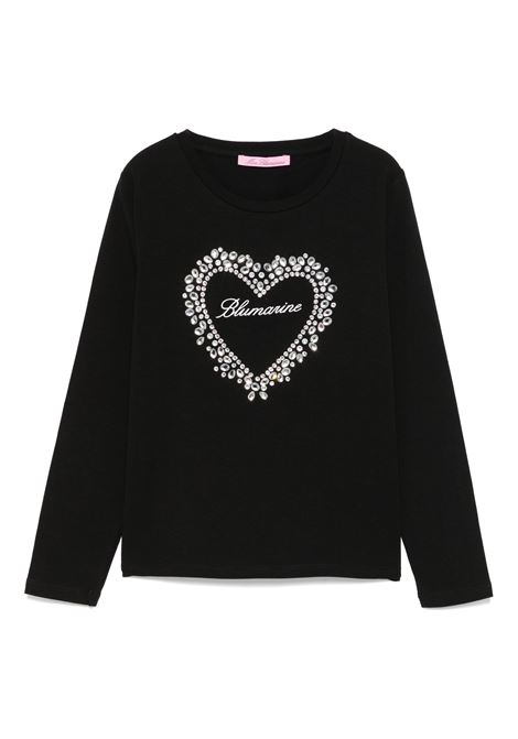 Black T-Shirt With Logo and Crystal Heart MISS BLUMARINE KIDS | IF4142J008822222