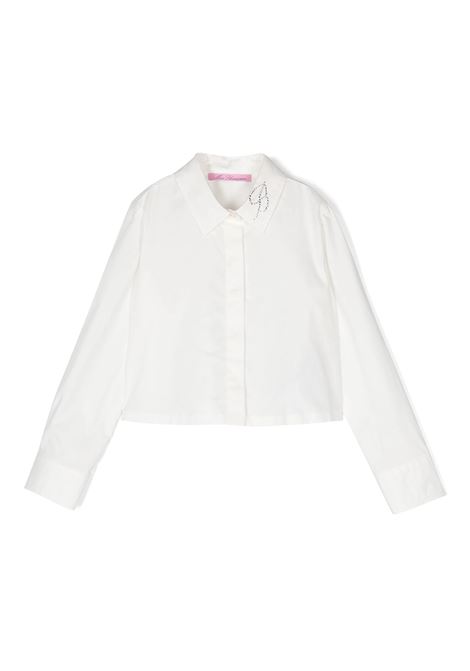 MISS BLUMARINE KIDS Camicia Bianca Con Logo Sul Colletto - MISS BLUMARINE KIDS