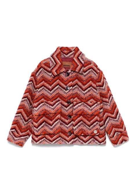 Giacca Misto Lana Con Motivo Zigzag Rosso e Arancione MISSONI KIDS | MV2A30-Q0057999AR