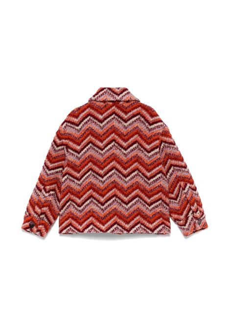 Red and Orange Zigzag Pattern Wool Blend Jacket MISSONI KIDS | MV2A30-Q0057999AR