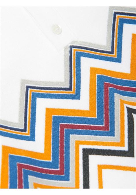 White Long Sleeved Polo With Zigzag Pattern MISSONI KIDS | MV4Q00-F0061100MC