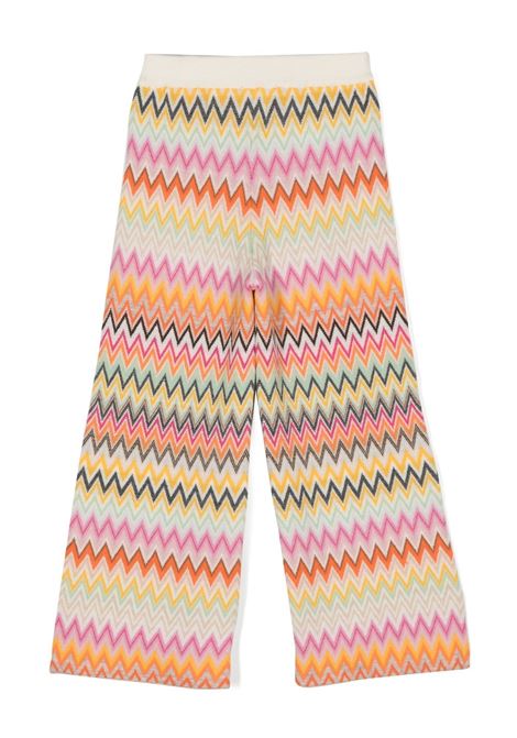 Multicoloured Wool Zigzag Patterned Palazzo Trousers MISSONI KIDS | MV6B10-W0028999