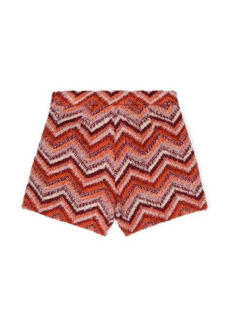 Shorts Misto Lana Con Motivo Zigzag Rosso e Arancione MISSONI KIDS | MV6B39-Q0057999AR