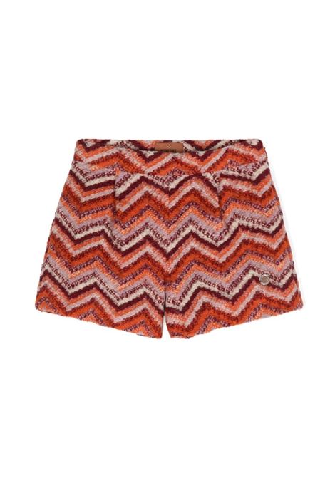 Shorts Misto Lana Con Motivo Zigzag Rosso e Arancione MISSONI KIDS | MV6B39-Q0057999AR