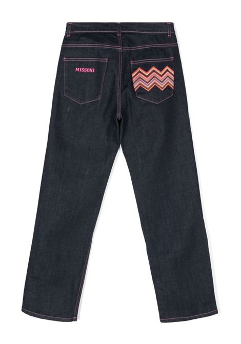 Dark Blue Jeans With Logo and Zigzag Pattern MISSONI KIDS | MV6P70-D0004621