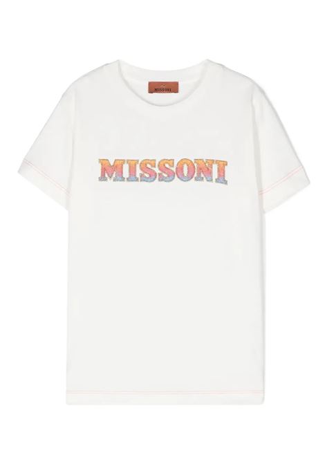 T-Shirt Bianca Con Logo Multicolore MISSONI KIDS | MV8B01-J0177101MC