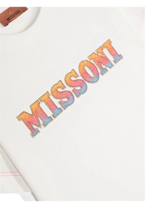 White T-Shirt With Multicoloured Logo MISSONI KIDS | MV8B01-J0177101MC