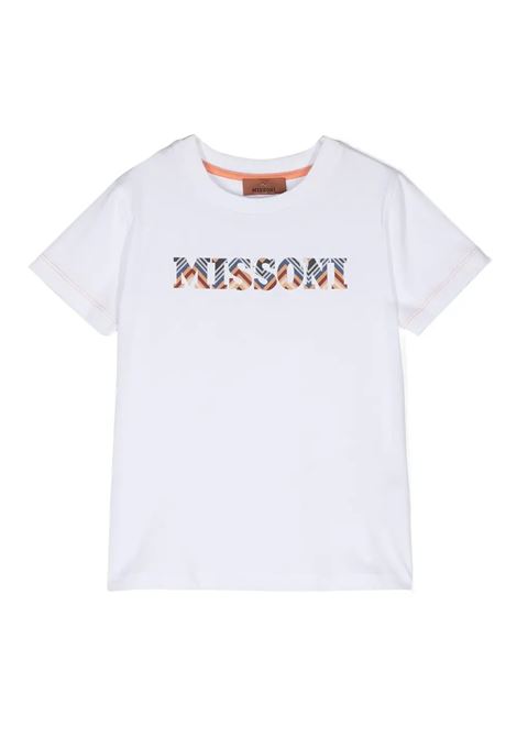 T-Shirt Bianca Con Logo Missoni a Zigzag MISSONI KIDS | MV8P11-Z0082100