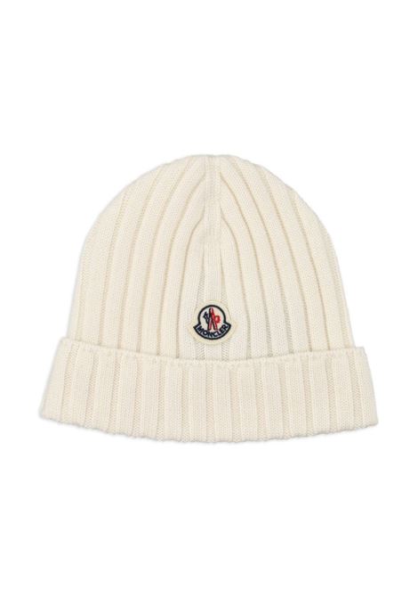 White Wool Hat With Logo Patch MONCLER ENFANT | 3B000-02 M1131030