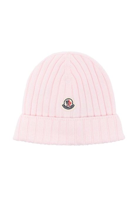 Pink Wool Hat With Logo Patch MONCLER ENFANT | 3B000-02 M1131506
